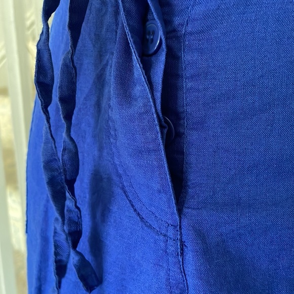 Derek Heart Blue Linen Blend Pants - Picture 2 of 3